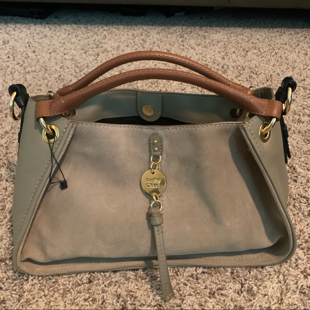 See By Chloé~Leather Trimmed Suede Shoulder Bag8am